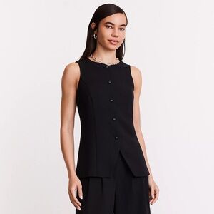LOFT Versa Crepe Drape High Neck Vest in Black